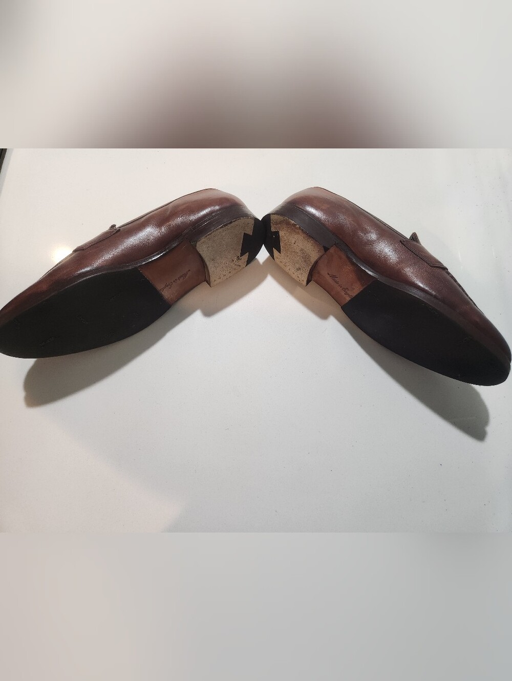 Edward Green X Paul Stuart Leather Mens  Brown Loafers Size 7 D  Handmade NWOB - Picture 9 of 11